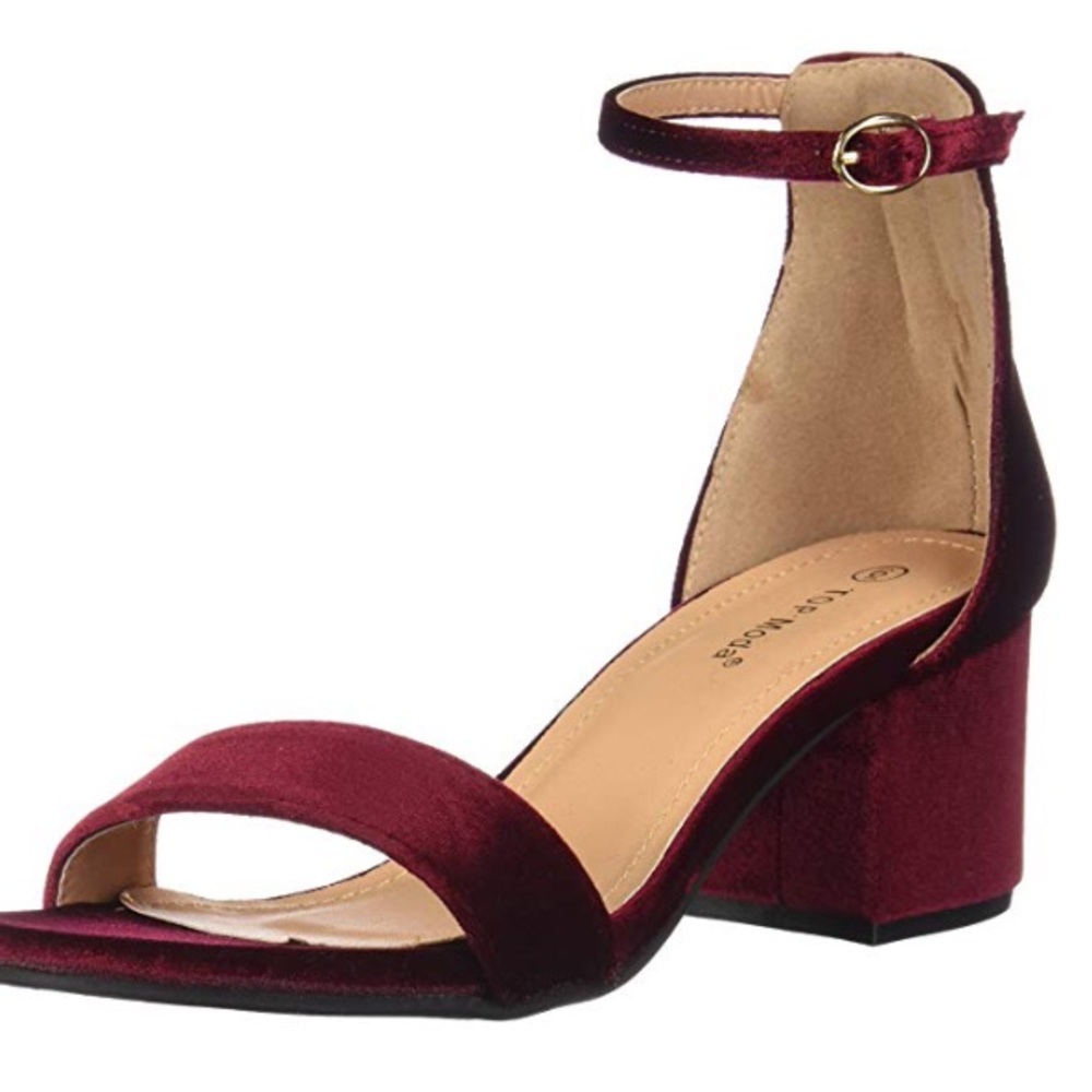 Top Moda Burgundy Velvet Block Heels